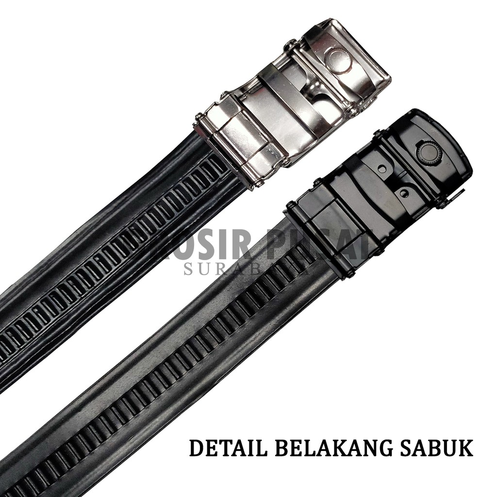 Sabuk Ikat Pinggang Pria Sabuk Belt Model Rel Kulit Sintetis