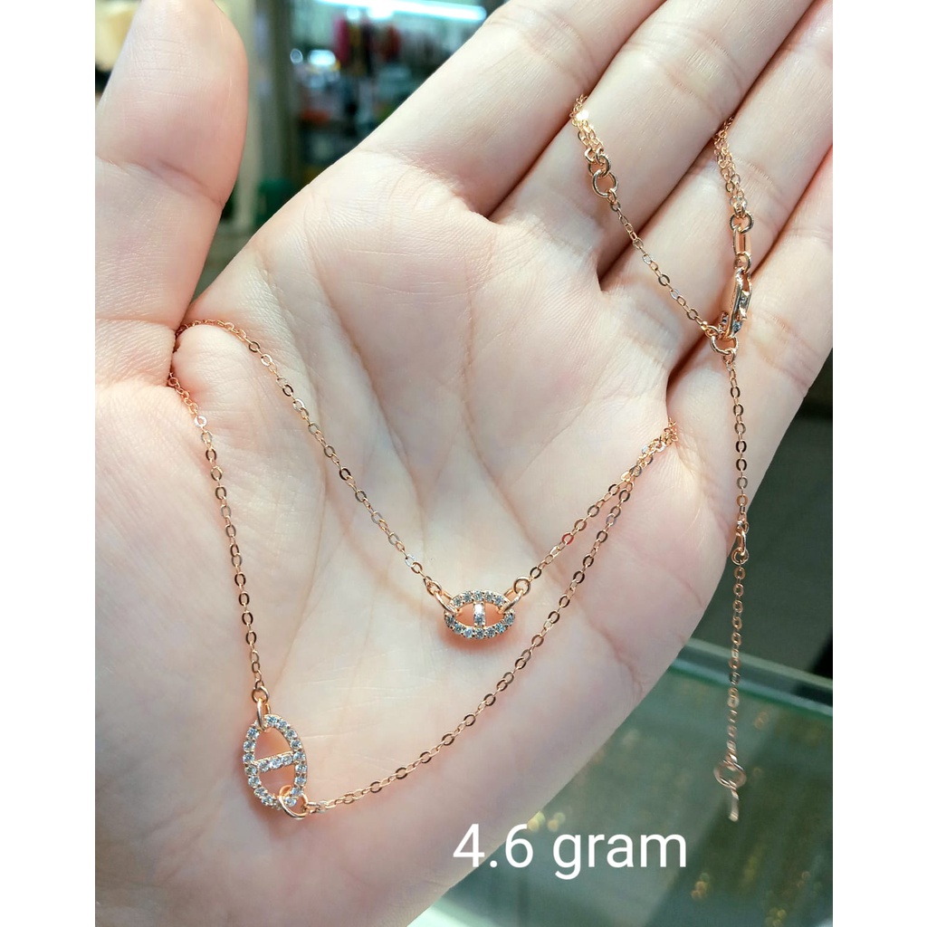 Kalung Emas Rosegold Two Layers 75% 4.6 Gram