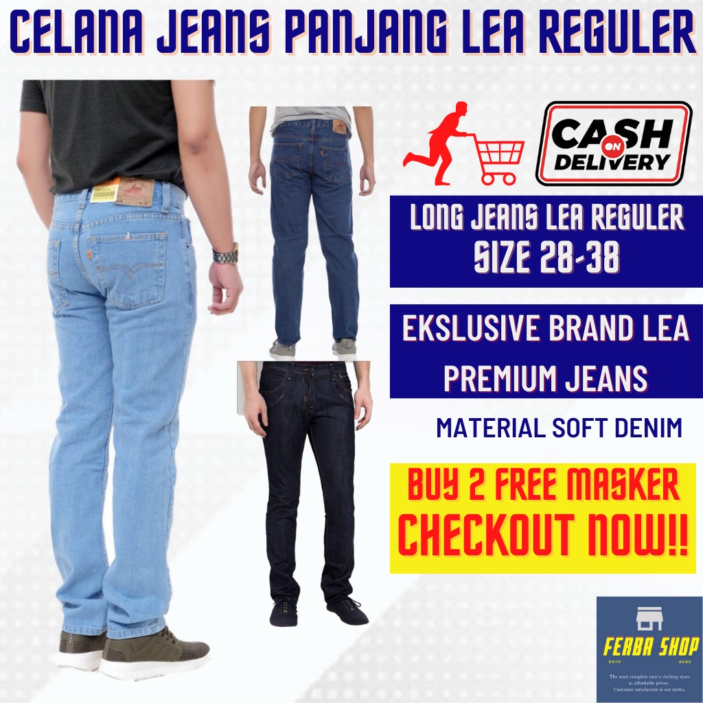 Celana Jeans Panjang Pria Dewasa Reguler Standar LEA Jeans Cowok Laki laki Premium ORIGINAL Asli