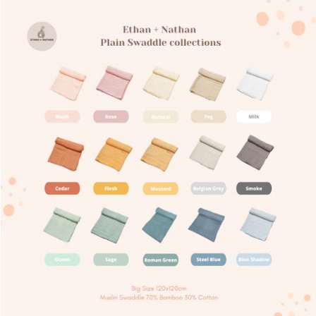 Ethan + Nathan Baby Swaddle Plain Colours
