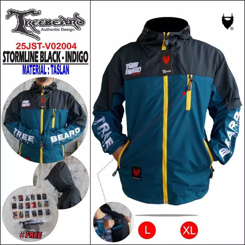 TERBARU !! AKN JAKET HOODIE OUTDOR STROMLINE ORIGINAL TREEBEARD-ST - BLACK INDIGO