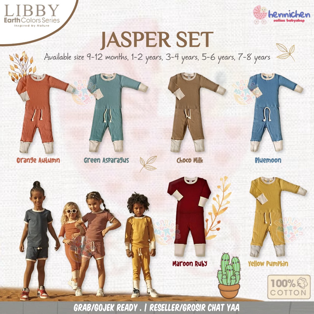 LIBBY LONG JASPER SET SETELAN PANJANG BAJU ANAK EARTH COLORS SERIES PAKAIAN ANAK 9 BULAN - 8 TAHUN