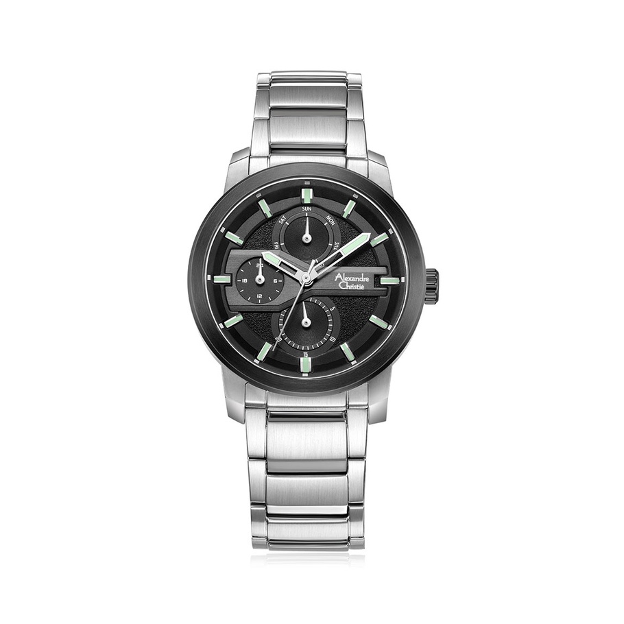 Jam Wanita Alexandre Christie AC 6562 BF Chronograph Silver Black Stainless Original