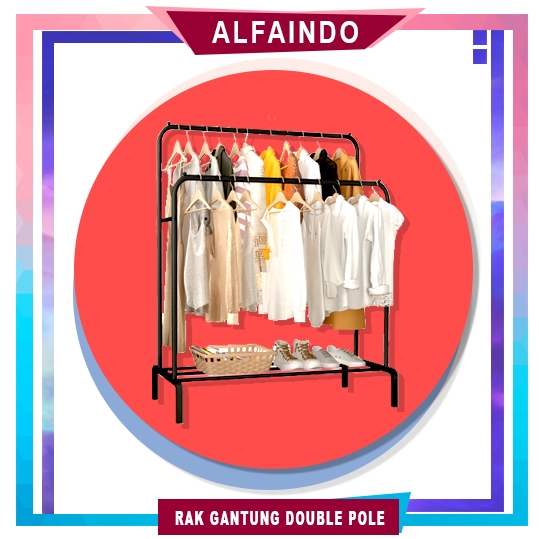 Alfaindo Rak Gantungan Baju Stand Hanger Double Pole GHR005