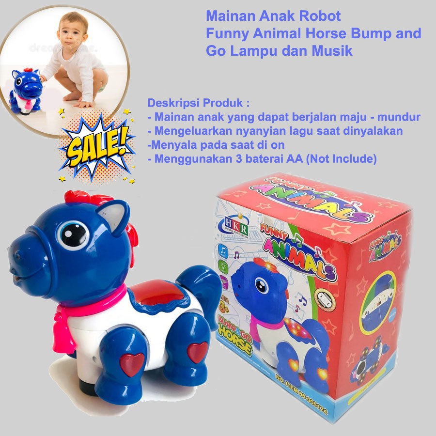 Mainan Robot Funny Animal Bergerak Berlampu dan Bermusik / Mainan Anak