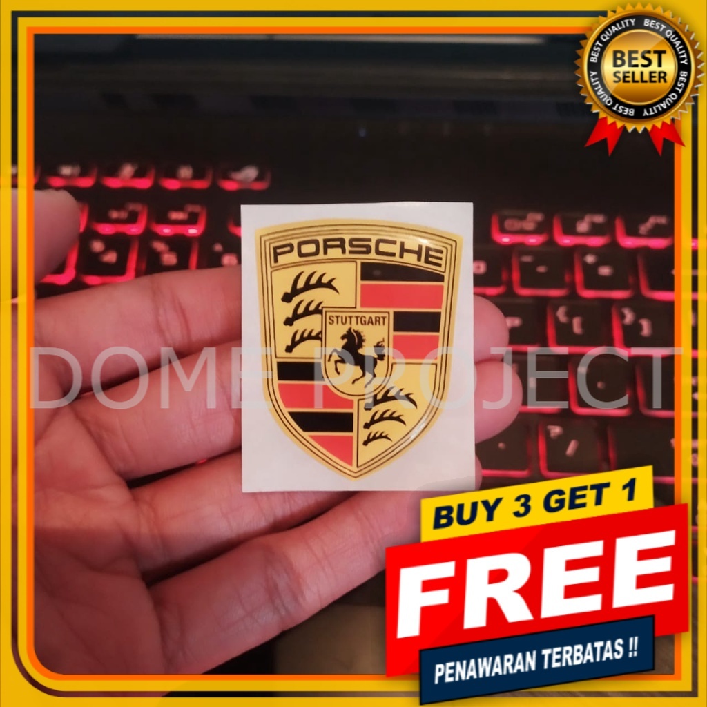 STIKER MOTOR KEREN PORSCHE LOGO EMBLEM STIKER 3D LENTUR STIKER RESIN AKSESORIS SEPEDA MOTOR OUTDOOR