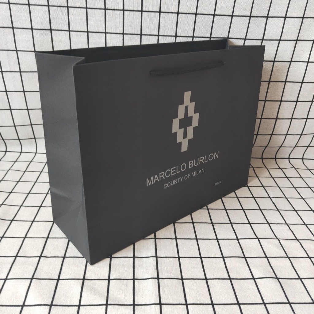 

T10 MARCELO BURLON Marcelo Burlon Mark Blon Cross Paper Bag Handbag Black Card Printing Silver White