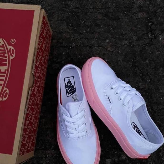 vans authentic white pink