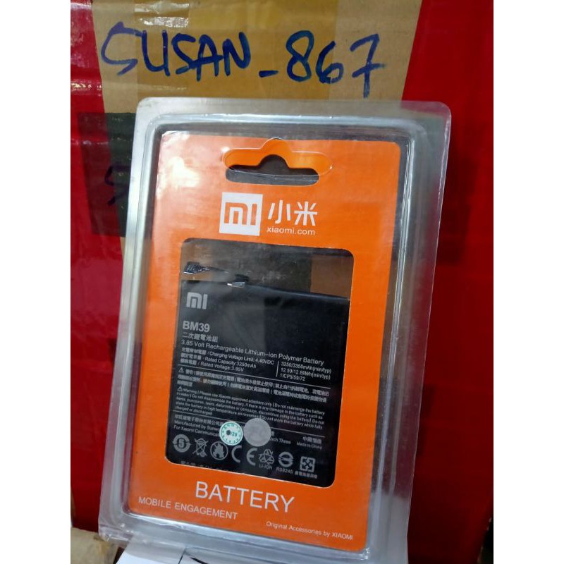 baterai xiaomi mi 6 mi6 bm39 bm 39 batre battery original segel fc