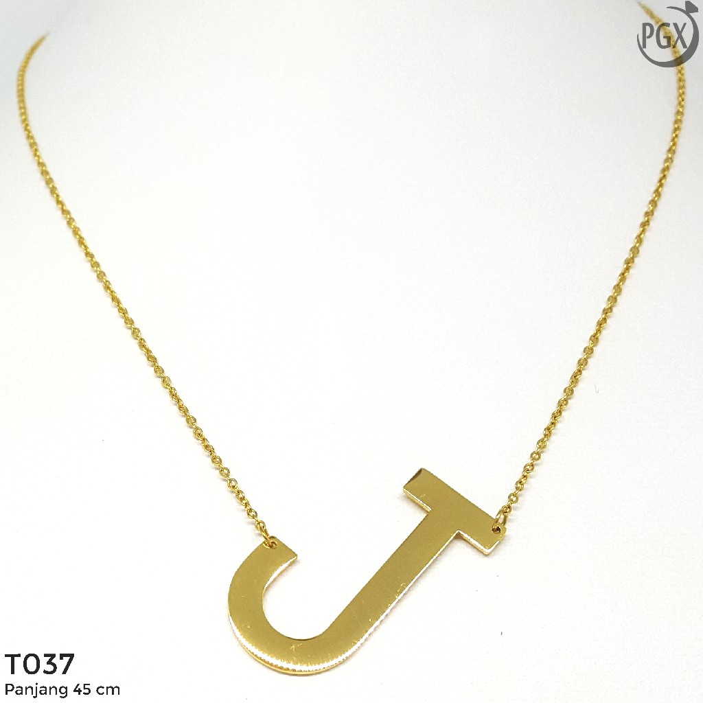 PGX Kalung Titanium Huruf Inisial Nama Alfabet Anti Karat Aksesoris Fashion - T037