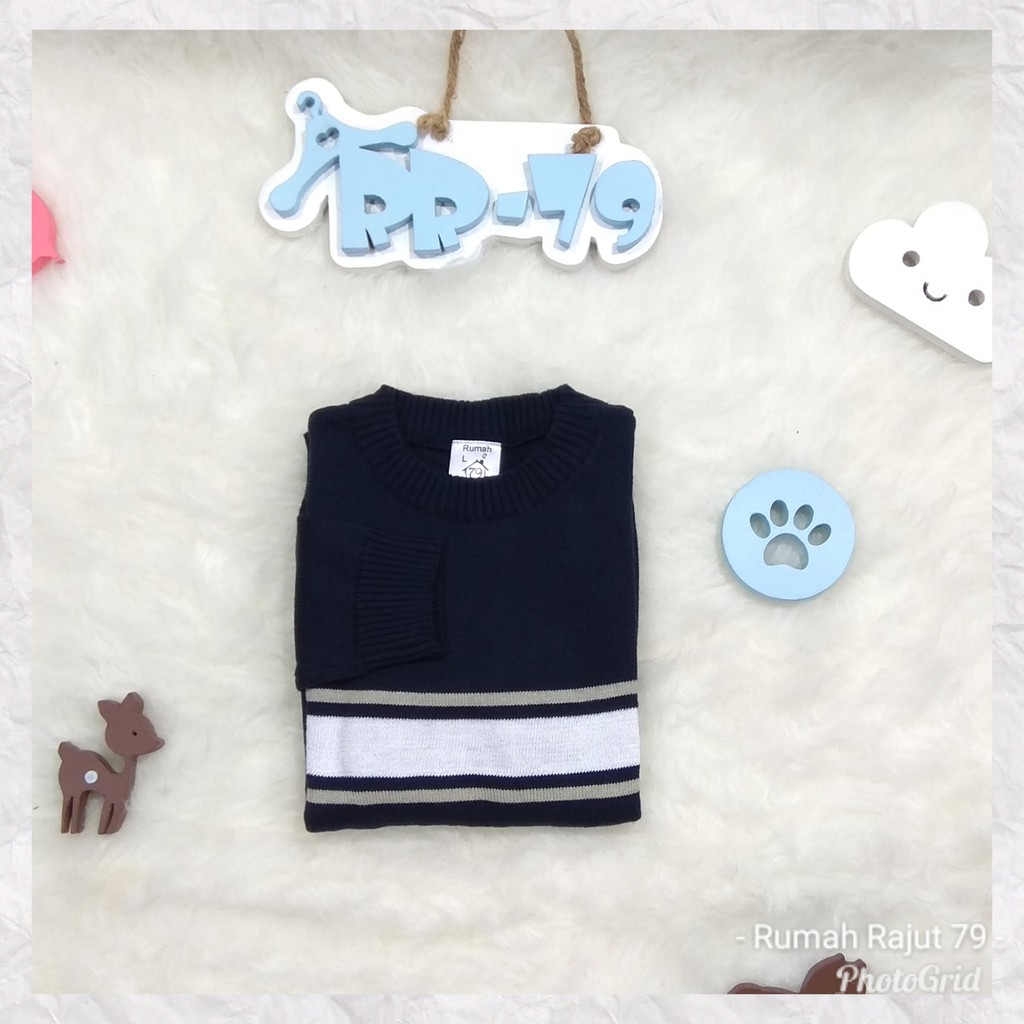 Sweater outerwear atasan anak rajut SOK 231 Navy L