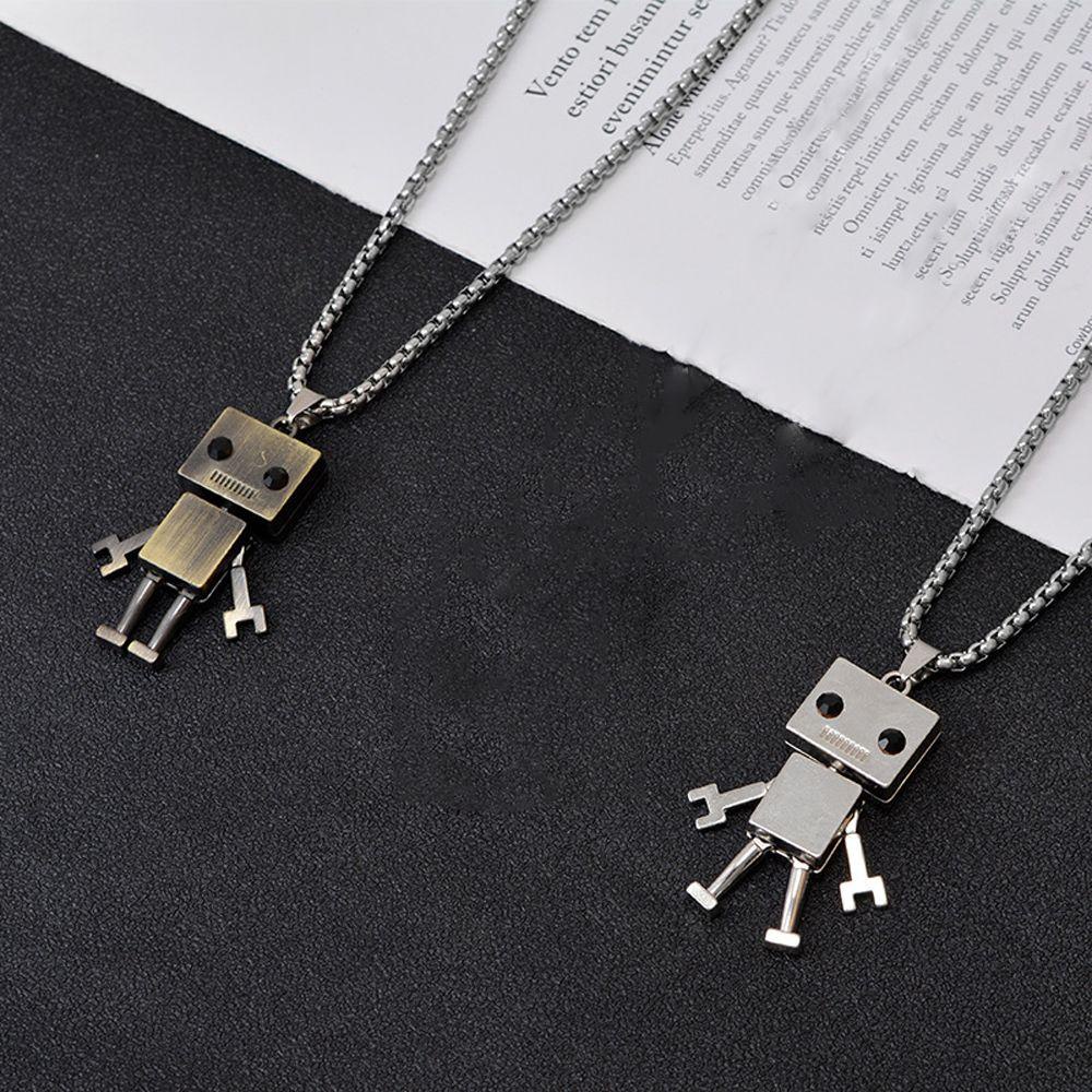 Mxbeauty Kalung Robot Kreatif Retro Punk Anti Karat Unisex Hip Hop Logam Liontin Choker