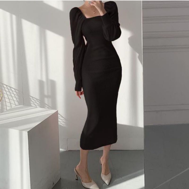 SKZ15 ~ DRESS ALIANNA LENGAN PANJANG / DRESS BODYCON / RAJUT