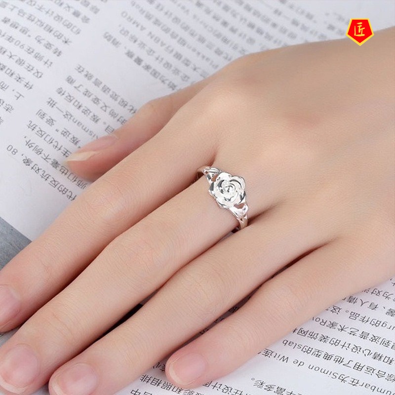 [Ready Stock]S925 Silver Rose Ring Creative Fashion