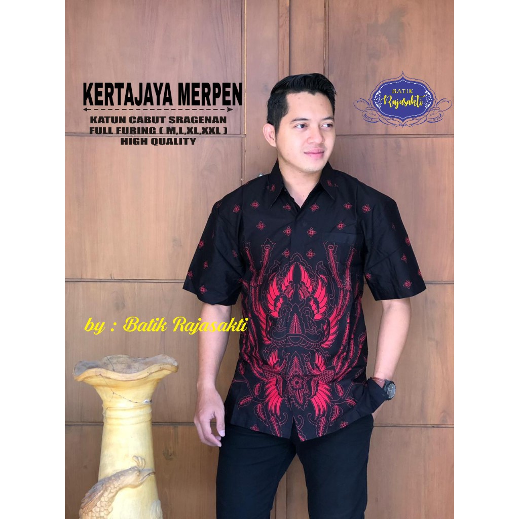 KERTAJAYA MERAH kemeja batik pria lengan panjang terbaru ORIGINAL