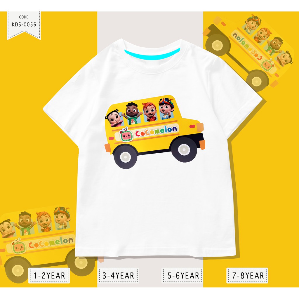 BAJU ANAK-ANAK KAOS / BAHAN COMBED 24S PREMIUM / COCO MELON BUS / KIDS COWOK DAN CEWEK