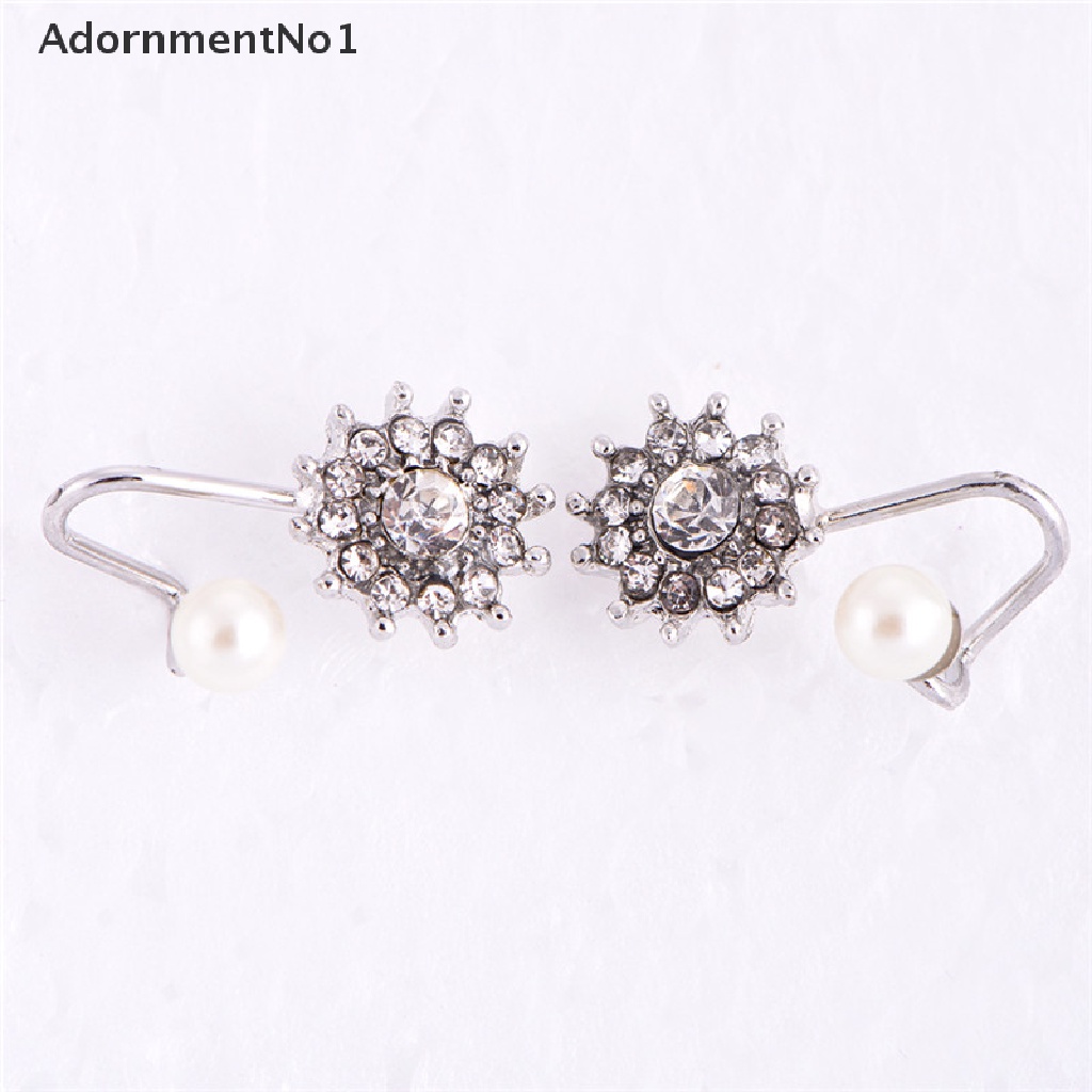 (AdornmentNo1) 1 Pasang Anting Tusuk Mutiara + Berlian Imitasi Untuk Wanita