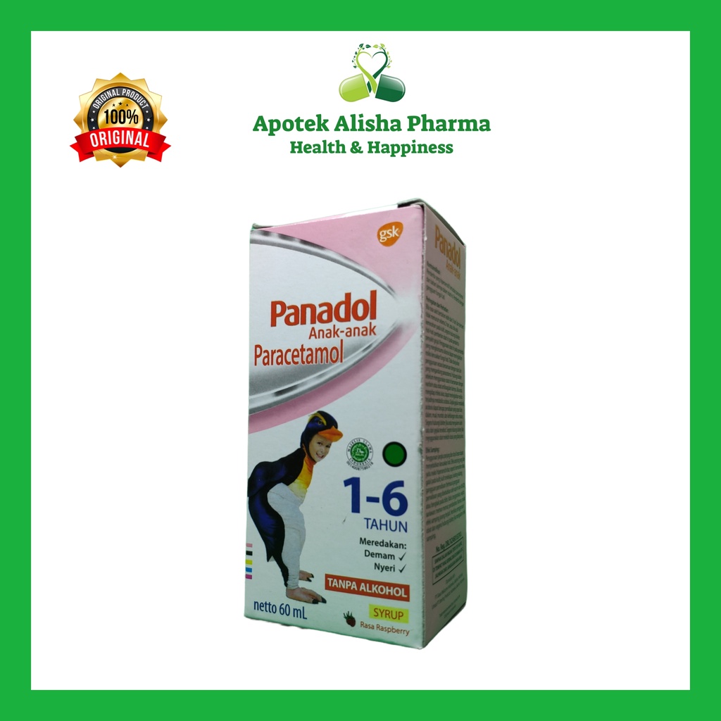 Panadol Anak 1-6tahun Sirup 30/60ml - Panadol Paracetamol Sirup Obat Penurun Panas/Demam Anak Rasa Rashberry Tanpa Alkohol