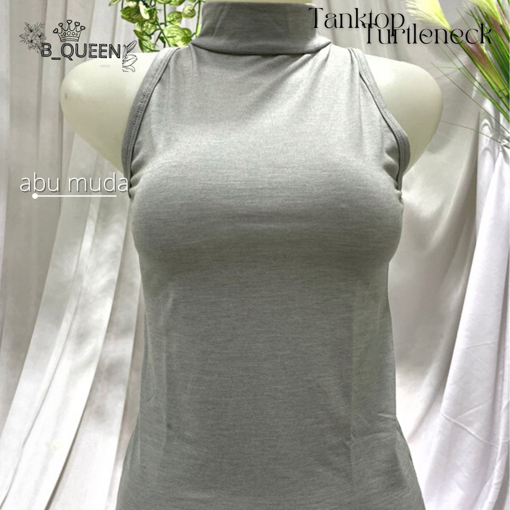 Tanktop Turtle Neck / Atasan wanita ABG / Dalaman Muslimah Murah Grosir-abu muda