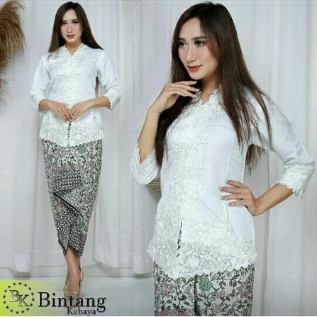 set kebaya encim putih bordir berkualitas