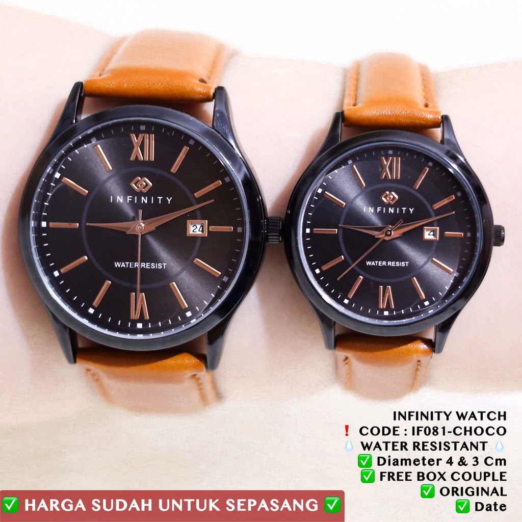 Jam tangan couple INFINITY Original pria dan wanita kulit free box anti air IF037 IF070 IF090 IF091