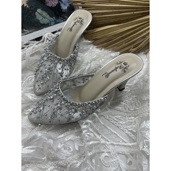 sepatu Rafaizoutfit sepatu wanita sepatu wedding sintya silver 7cm lancip