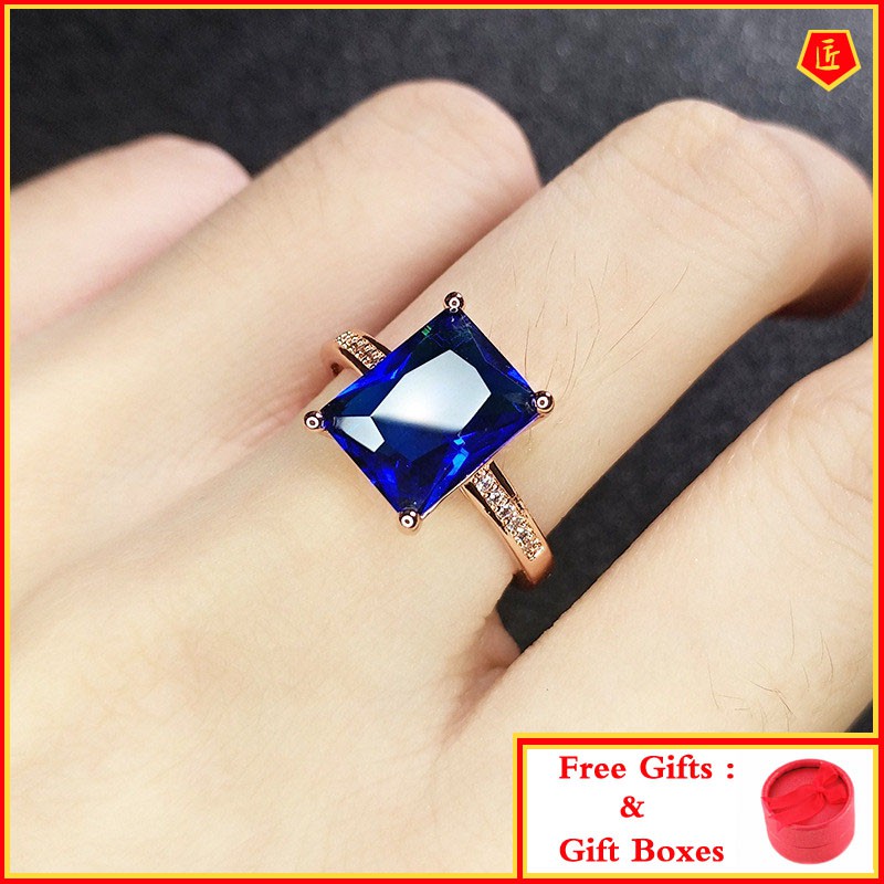 Cincin Berlian Sapphire Mewah Warna Rose Gold