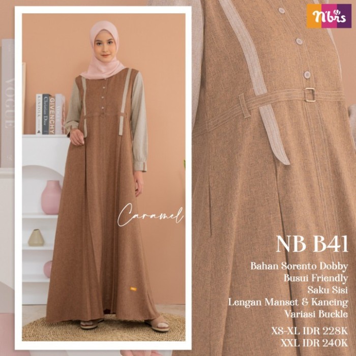 Baju - Gamis NB Wanita B41 Model GAMIS Lebaran 2021 Fitri NEW NIBRAS S