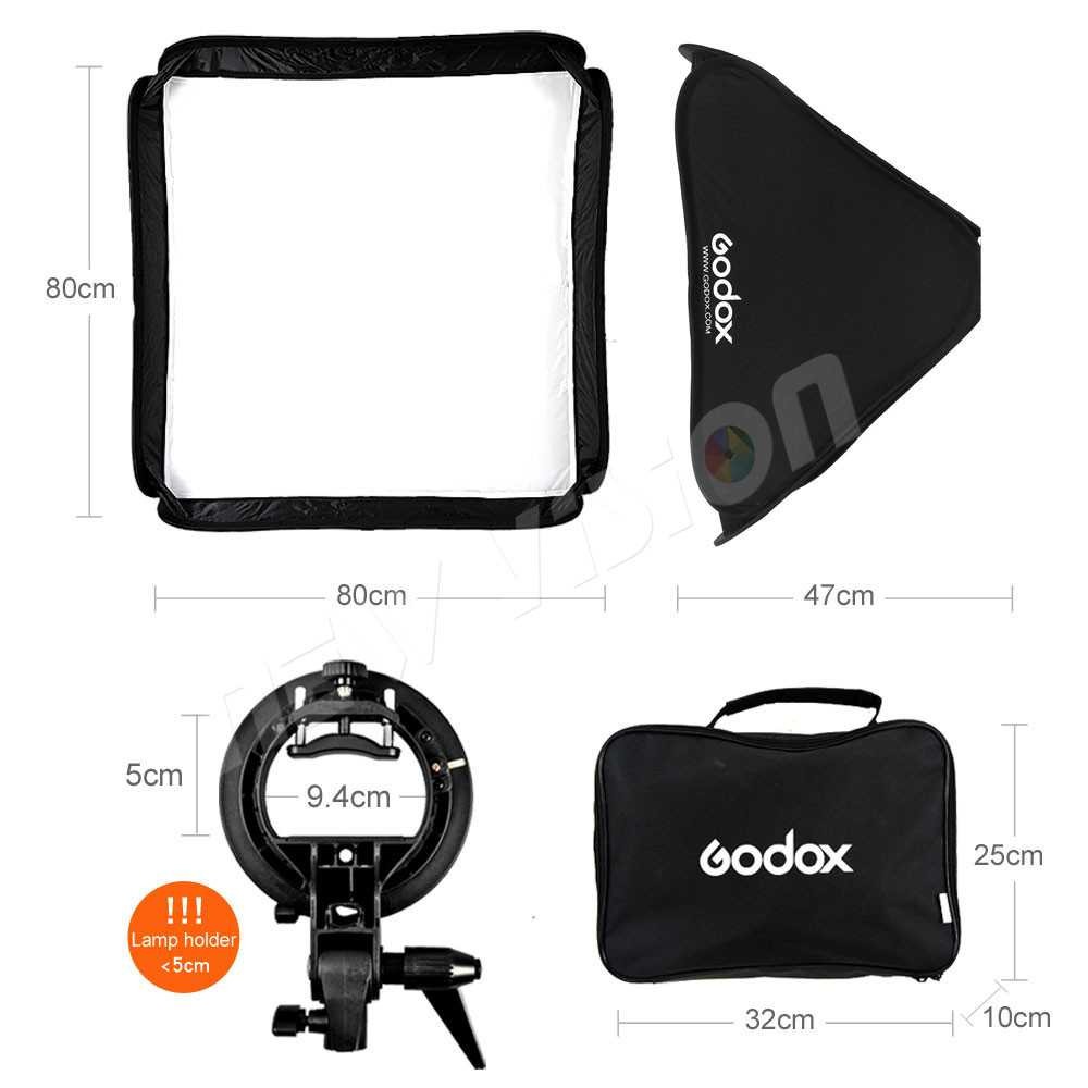 Godox S-Type Softbox Bowens Mount Speedlite 40X40CM Flash Diffuser+Tas Flash Kamera Berkualitas