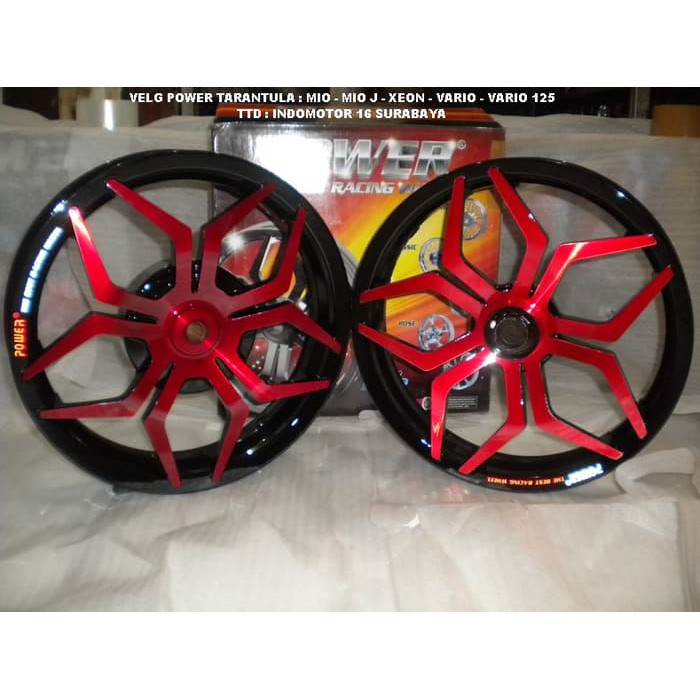 Velg Power Tarantula / Star Black - Red VARIO 110 - Beat - Mio - Xeon #VELG 577