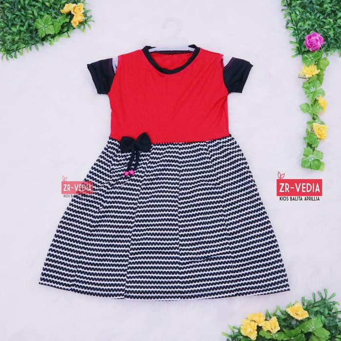 DRESS SABRINA UK 6-7 TAHUN / DRESS LUCU ANAK PEREMPUAN LENGAN MOTIF