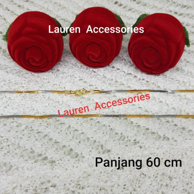 Kalung Dewasa Milano Kotak Panjang 60 cm Perhiasan Imitasi Lapis Emas KL 2320