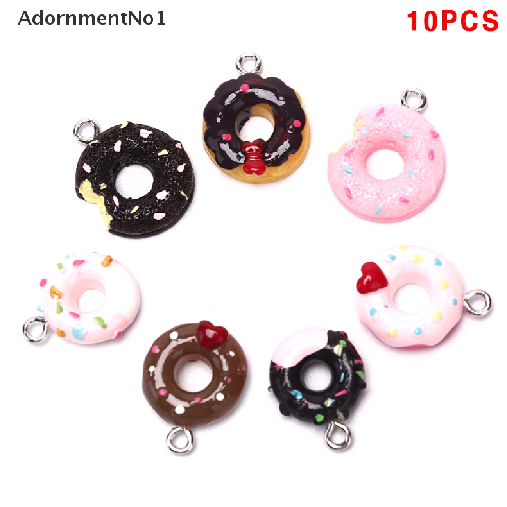 (AdornmentNo1) 10pcs / Set Liontin Bentuk Donat Bahan Resin Untuk Kerajinan Tangan DIY