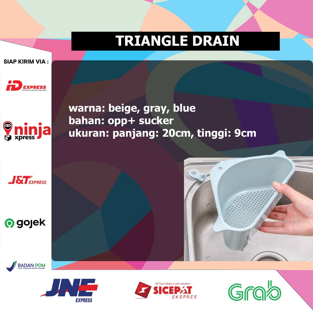 Perlengkapan Peralatan Penyaring Cuci Piring Triangle Drain Holder Saringan Wastafel Cuci Piring TD8