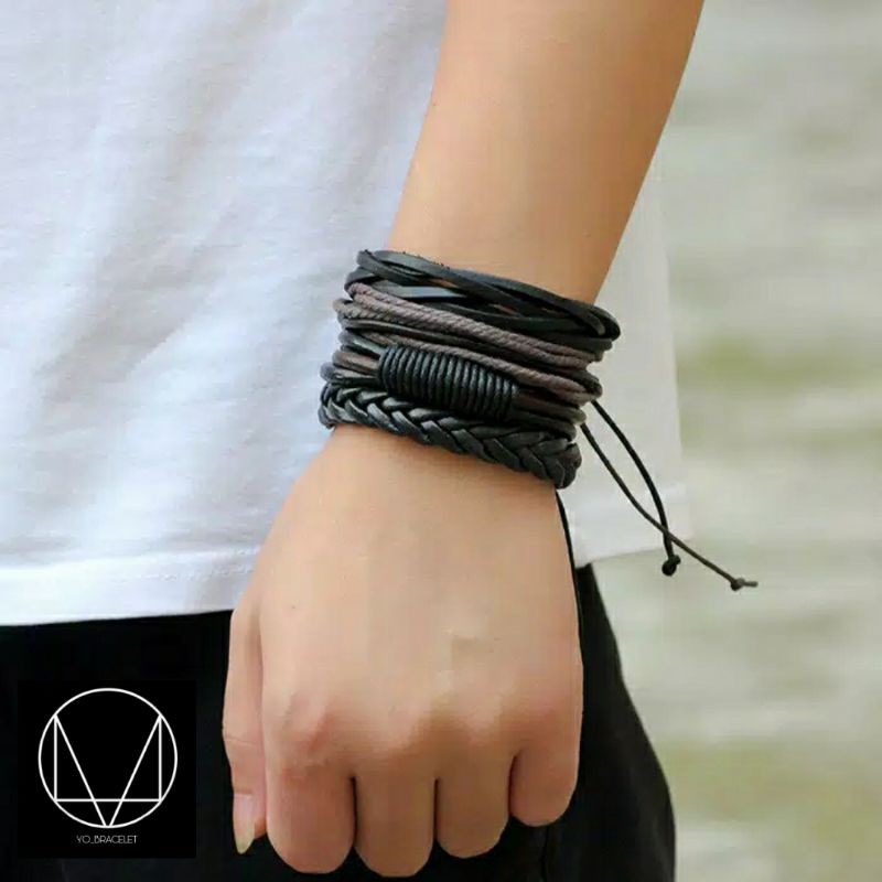 Gelang Tangan Tali Kulit Gaya Retro/Gelang kulit/Gelang pria