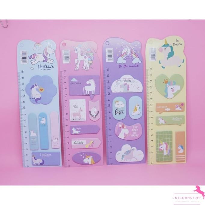 

STICKY NOTES PENGGARIS UNICORN MEMO TEMPEL PENANDA BUKU MURAH RULER KU