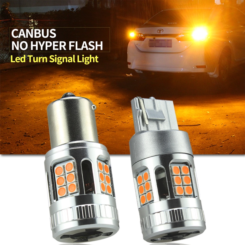 20pcs Bohlam Lampu Sein LED Amber Kuning No Hyper Flash BAU15S PY21W 7440 T20 Bebas Error Untuk Honda Toyota Nissan Mazda