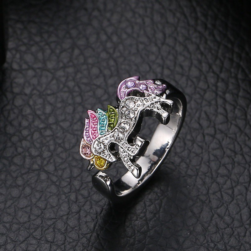 Fancyqube Cincin OPENING Ring Adjustable Motif Kartun Unicorn Warna Warni