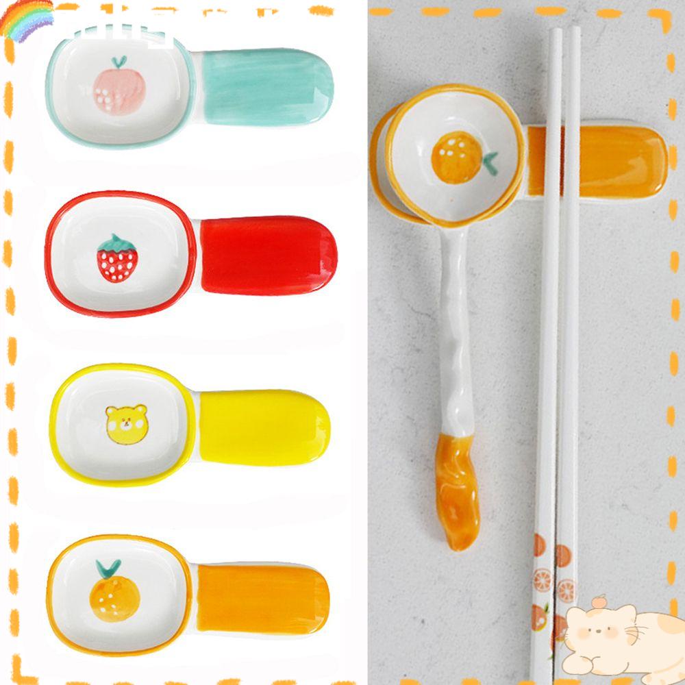 SOLIGHTER Creative Chopsticks Holder Ceramic Cutlery Stand Chopsticks Pillow Cute Cartoon Homeliving Storage Tool Spoon Fork Rest