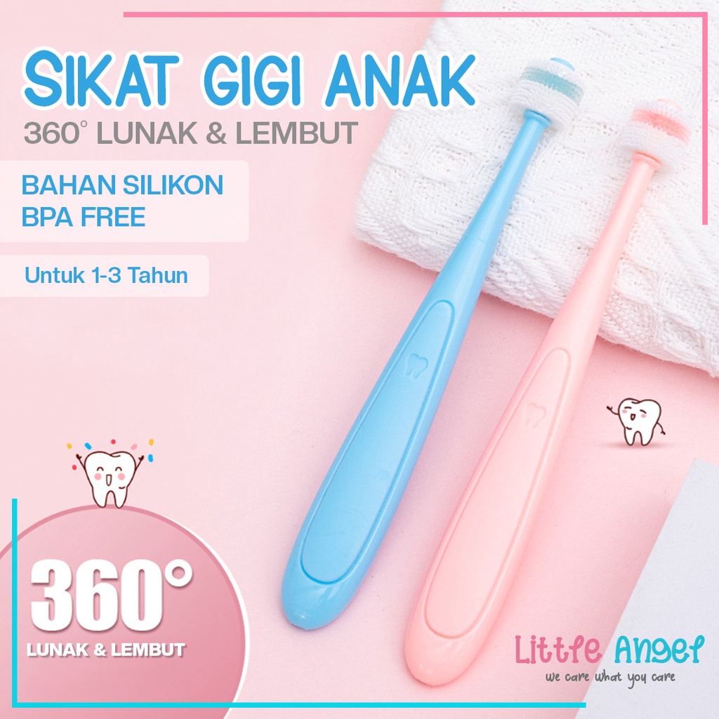 SIKAT GIGI BAYI ANAK Bulat 360 Derajat Training Toothbrush Baby Kids 1 tahun Silicon Lembut Bulu Halus Impor