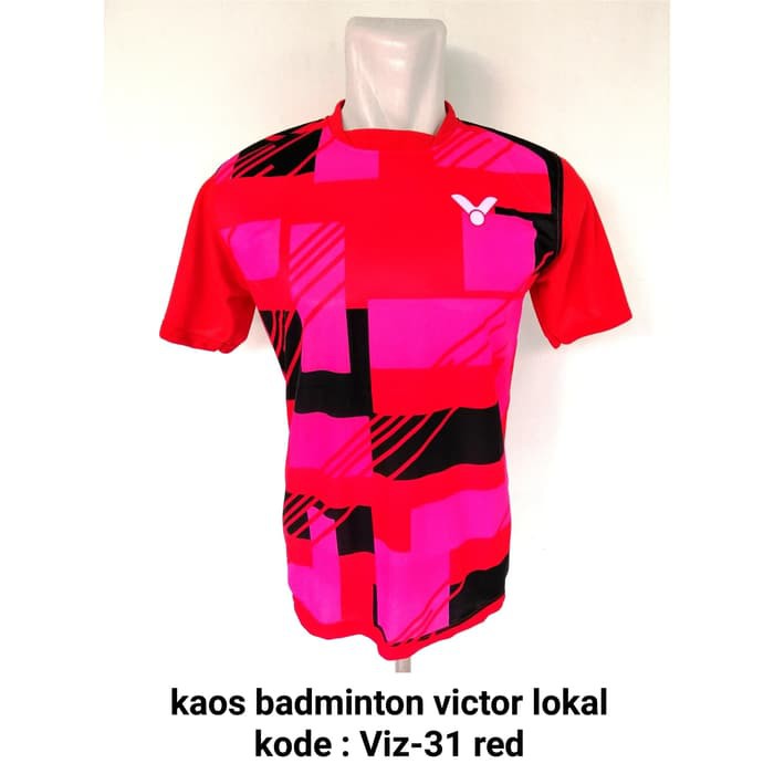 Baju kaos badminton Victor VIZ-31 RED baju olahraga victor lokal