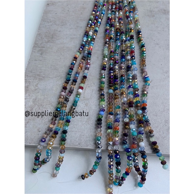 Crystal Ceko multicolor 4mm mix campur warna bahan craft manik donat