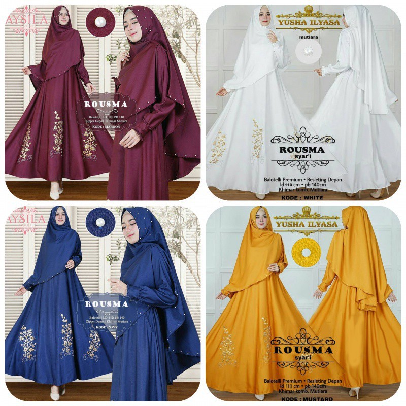 GAMIS SYAR I ROUSMA SYARI'I ROSMA MUSTARD BUSANA MUSLIM SETELAN FASHION WANITA TERBARU YUSHA ILYASA