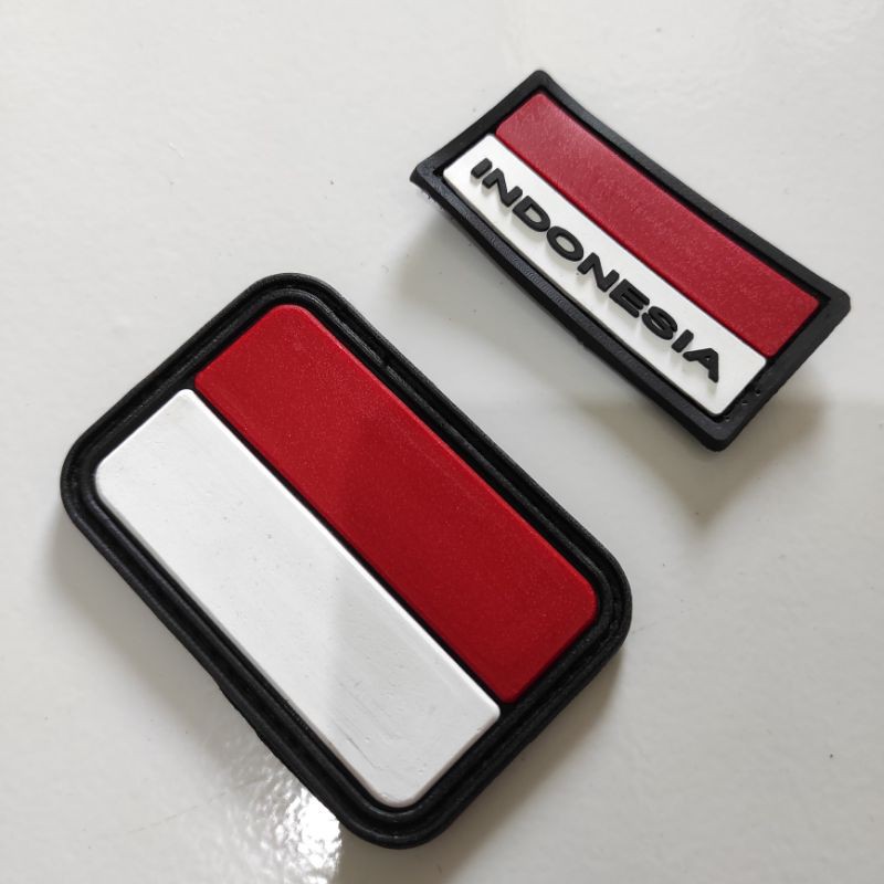 PATCH RUBBER SATU SET BENDERA MERAH PUTIH BESAR+BENDERA INDONESIA KECIL/TEMPELAN EMBLEM KARET VELCRO