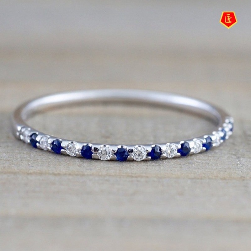 [Ready Stock]Inlaid Moissanite Ring Silver Simple All-Match