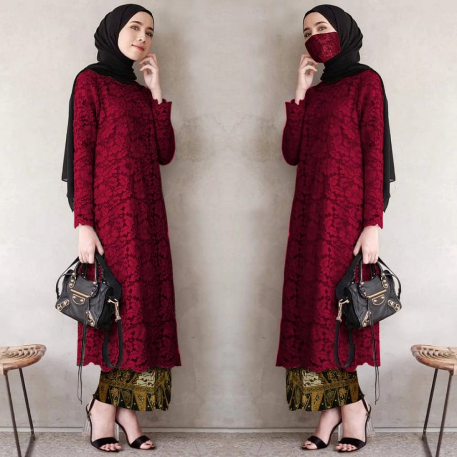 Setelan kebaya Brokat Tunik M L XL XXL XXXL 4L 5L  jumbo SETELAN KEBAYA JUMBO PREMIUM M-5XL BIG SIZE / SERAGAMAN PESTA / KONDANGAN / HAJATAN / SET PAKAIAN BESAR JUMBO