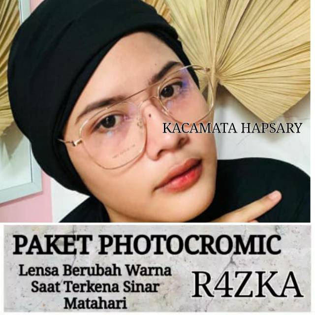 PAKET FRAME + LENSA PHOTOCROMIC ANTI RADIASI | KACA MATA MINUS | KACAMATA PRIA &amp; WANITA 1823