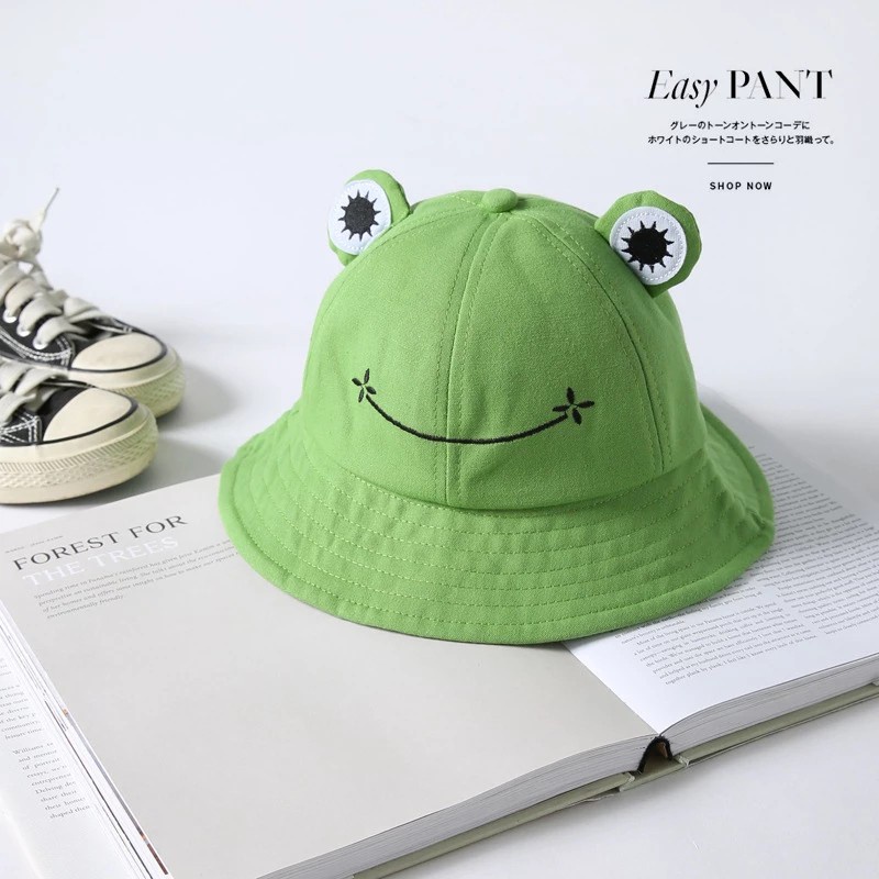 topi bucket pria Fashion frog bucket hat women Summer hat fisherman hat topi lelaki topi mancing