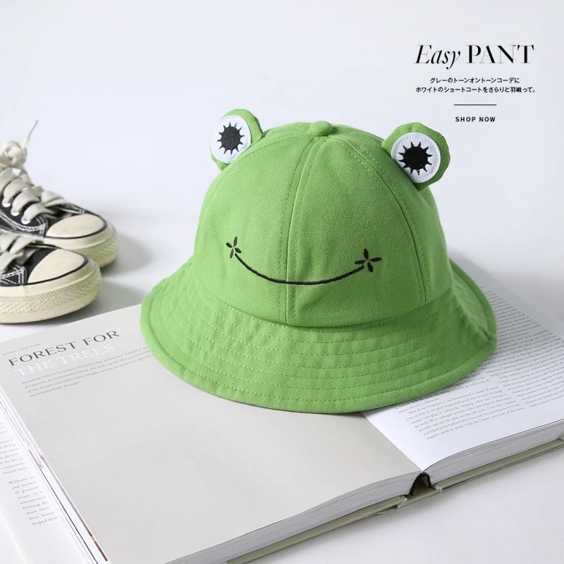 topi bucket pria Fashion frog bucket hat women Summer hat fisherman hat topi lelaki topi mancing