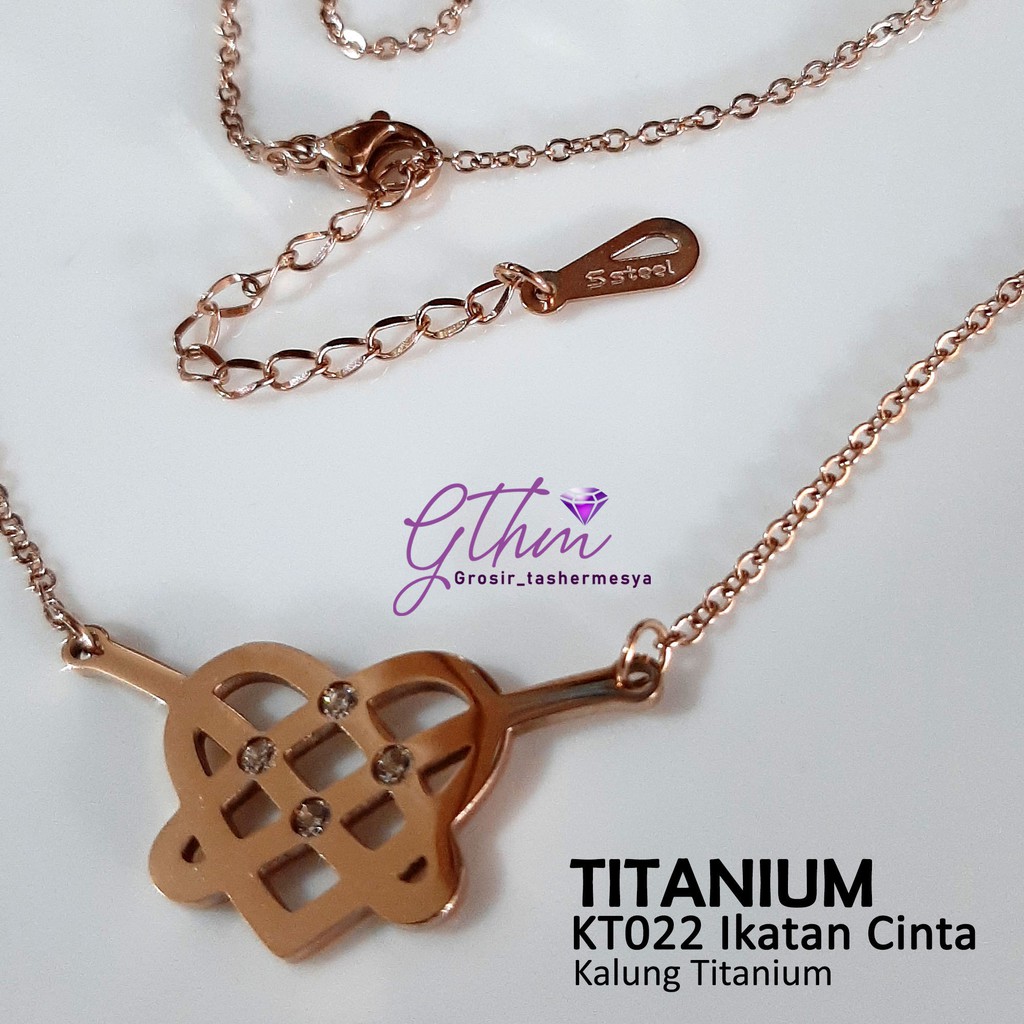 kalung titanium wanita ikatan cinta andin diamond mewah anti karat silver gold rose KT022 kado